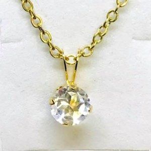 1CT 5A Diamonique Solitaire 14k Yellow Gold Plated Necklace